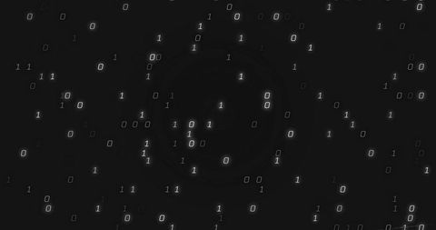 Glowing binary code in abstract digital space