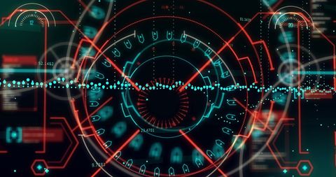 Futuristic interface concept with data visualizations