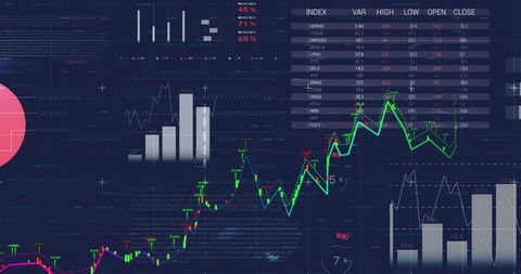 Dynamic Financial Data Analysis on Blue Digital Interface - Download Free Stock Images Pikwizard.com