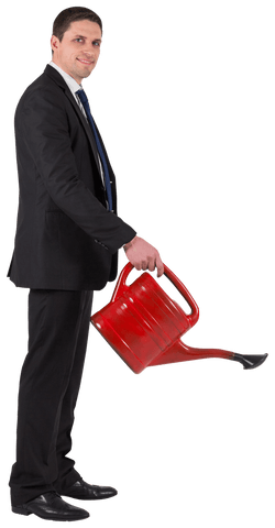 businessman holding red watering can transparent background - Download Free Stock Videos Pikwizard.com