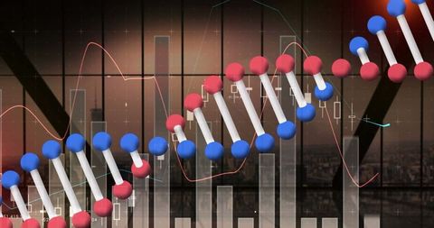 DNA Strand with Statistical Graph Overlay in Technology Concept