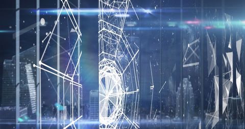 Futuristic Digital Network Overlays Urban Cityscape - Download Free Stock Images Pikwizard.com
