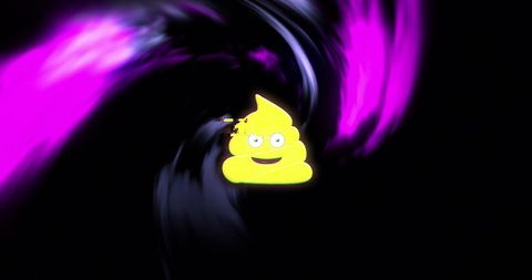 Playful Poop Emoji on Vibrant Swirl Background