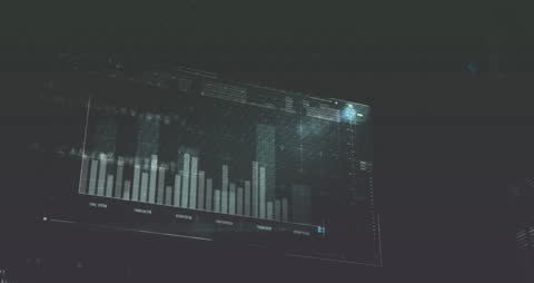 Futuristic Data Analysis Hologram with Lens Flare