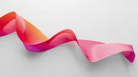 Sliding Satin Ribbon in Pink-Orange Duotone Across Gray Background — Loopable Motion