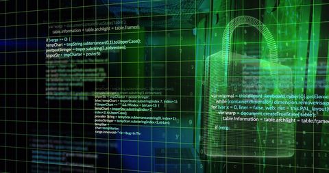 Secure data protection concept with digital padlock and code