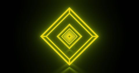 Glowing neon green diamond shapes in motion