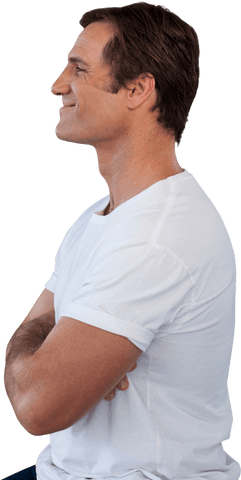 Confident Mature Man Smiling with Crossed Arms on Transparent Background - Download Free Stock Videos Pikwizard.com