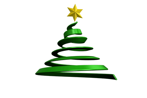 Elegant christmas tree in ribbon style on transparent background