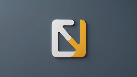 Modern floating 3d arrow logo with white and yellow segments