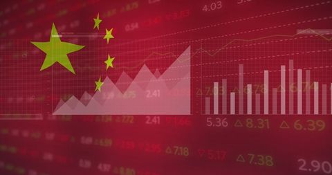economic data graphs overlaying chinese flag in finance context - Download Free Stock Images Pikwizard.com
