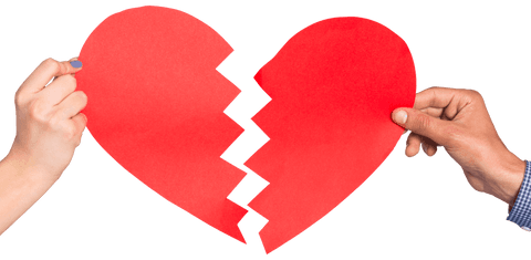 Hands Holding Transparent Red Broken Heart Together