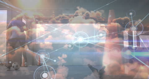 Digital Interface Overlaid on Football Game Background