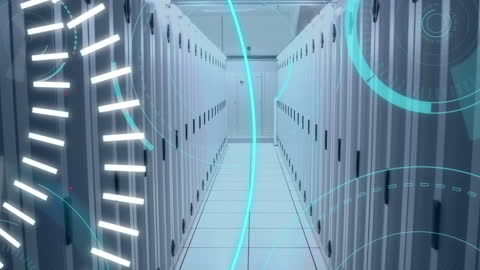Data Center Technology Concept with Digital Overlay
