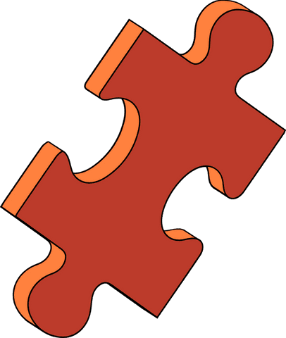 Red transparent jigsaw piece isolated on blank background for puzzle concepts