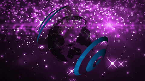 Abstract Digital Galaxy with Floating Globe and Circles