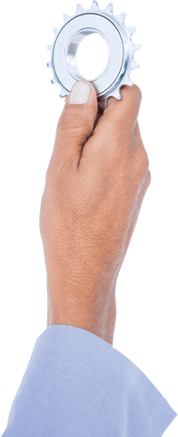 Business hand holding gear rendering transparent concepts