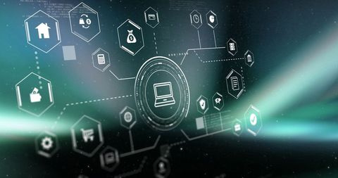 Digital Business Concept with Network of Data Processing Icons - Download Free Stock Images Pikwizard.com