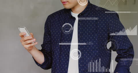 Business Professional Analyzing Digital Financial Data with Smartphone