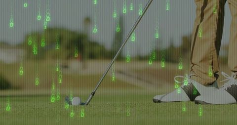 Golfer Aligning Putter with Digital Code Overlay Connecting Technology and Sports