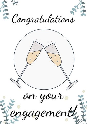 elegant engagement card with champagne glasses celebrating love - Download Free Stock Templates Pikwizard.com