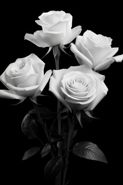 Elegant White Roses on Black Background - Download Free Stock Photos Pikwizard.com