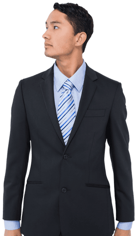 Confident Businessman on Transparent Background Pondering Ideas