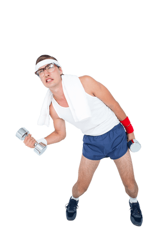 transparent geeky hipster lifting dumbbells fitness workout - Download Free Stock Videos Pikwizard.com