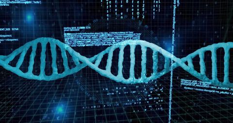 DNA Strand with Data Processing and Scope Scanning Interface - Download Free Stock Images Pikwizard.com