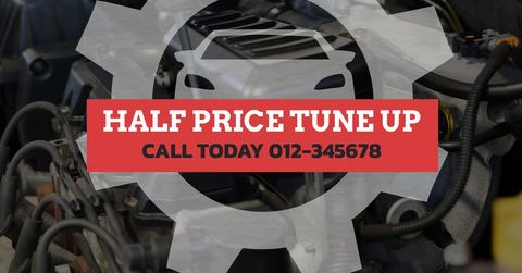 automotive service promotion with half price tune up offer - Download Free Stock Templates Pikwizard.com