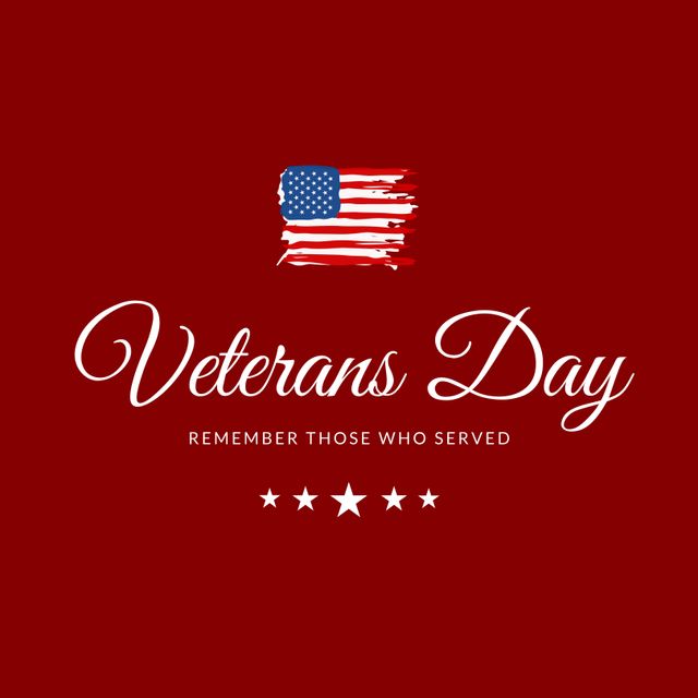 Veterans Day Graphic with American Flag Illustration on Red Background - Download Free Stock Templates Pikwizard.com