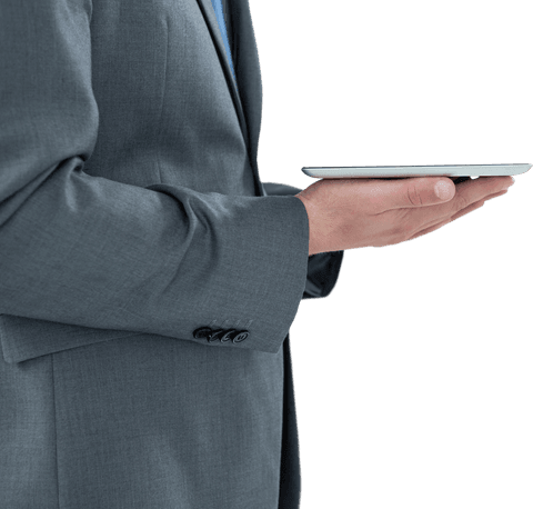 businessman holding transparent tablet in profile pose - Download Free Stock Videos Pikwizard.com
