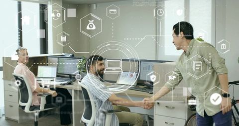 Professional executives teaming up in modern work environment