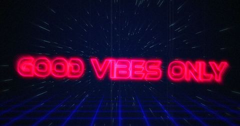 Good vibes only neon retro futuristic sign