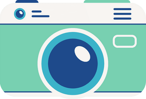 Flat-Design Digital Camera Floating on Transparent Background