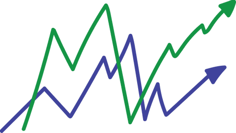 Rising trend arrows on transparent background