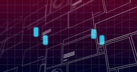 Futuristic Digital Interface with Grid Lines and Neonic Elements