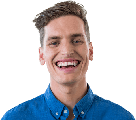 transparent portrait of man laughing in blue shirt - Download Free Stock Videos Pikwizard.com