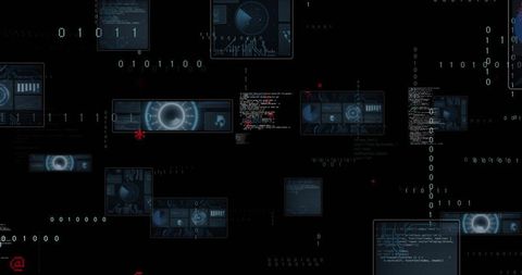 Futuristic digital dashboard with holographic ui panels