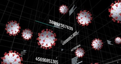 Floating Coronavirus Cells Against Dynamic Data Grid - Download Free Stock Images Pikwizard.com