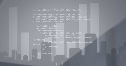 abstract coding interface with city skyline background - Download Free Stock Images Pikwizard.com