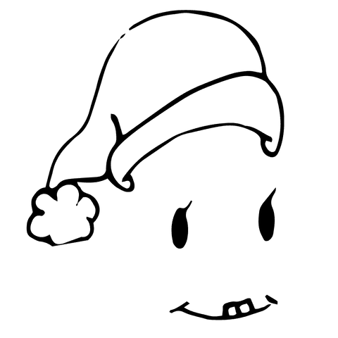 Transparent santa claus hat on stylized face illustration