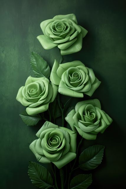Green roses on green background, created using generative ai technology - Download Free Stock Photos Pikwizard.com