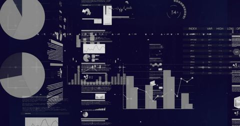 Holographic Financial Analysis Display with Graphs and Data - Download Free Stock Images Pikwizard.com