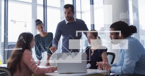 Diverse Colleagues Analyzing Data with Augmented Technology - Download Free Stock Images Pikwizard.com