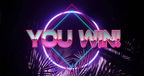 Neon Style Game Win Screen with Vibrant Typography