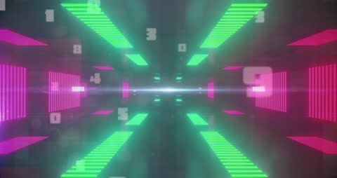 Futuristic Neon Data Stream with Digital Processing