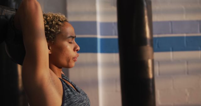 Focused Woman Doing Overhead Weight Lifting in Gym - Download Free Stock Images Pikwizard.com