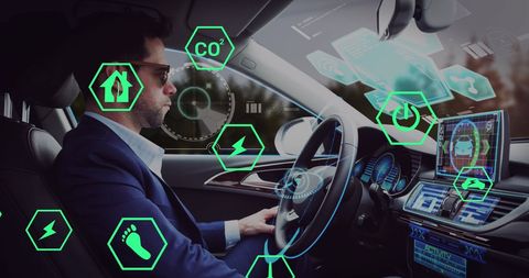 Augmented Reality in Futuristic Vehicle Dashboard Interface Display