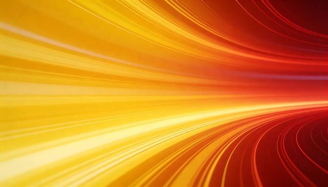 Flowing Neon Light Tunnel with Curved Yellow-to-Red Streaks Conveying Speed and Energy